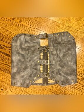 NWT Windsor Faux Leather Chocolate Brown Buckle Strapless Tube Top Size Medium